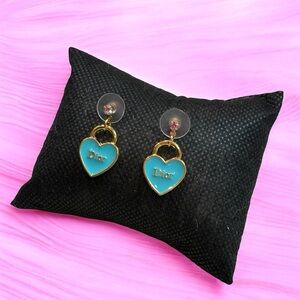 Turquoise and Gold Heart Earrings